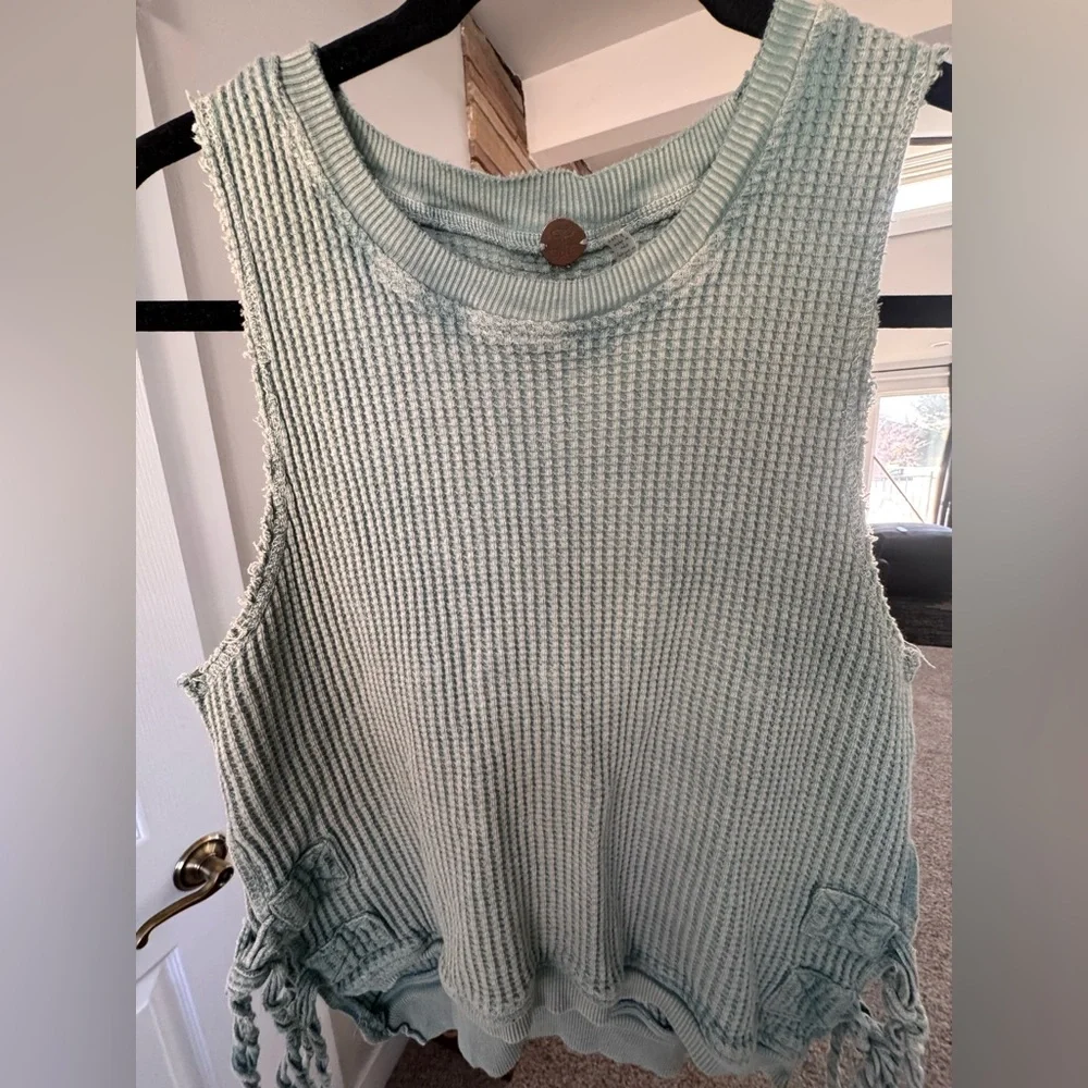 Free People Olive Knit Tank with Tie Accents - Picture 7 of 8